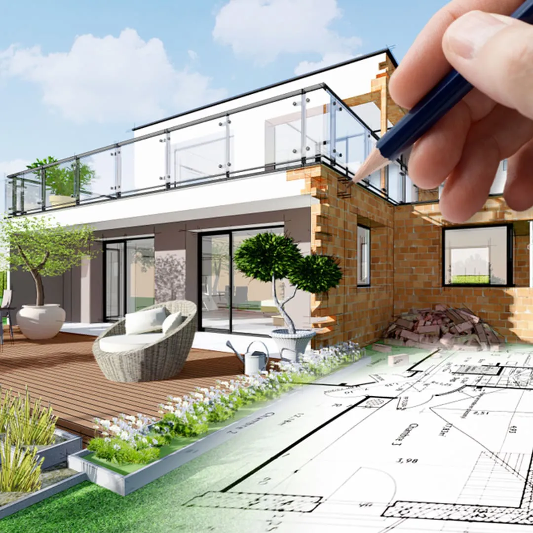 Residential construction site actively being built