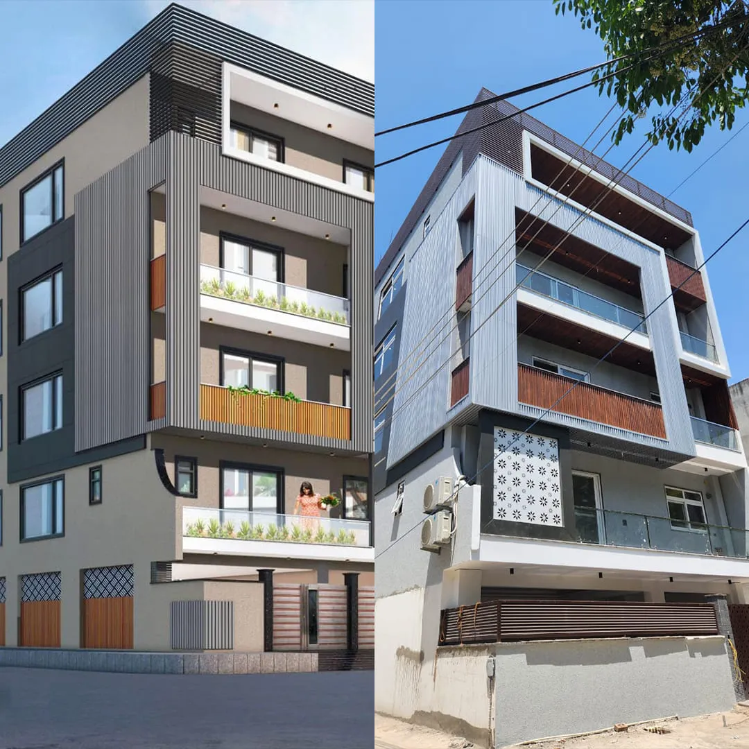 Modern residential building construction project in Gurgaon