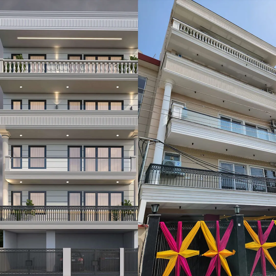Modern residential duplex exterior view
