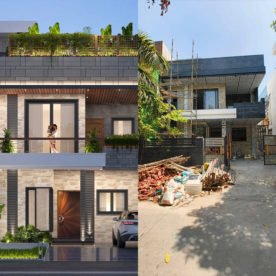 High-end house construction project site completion
