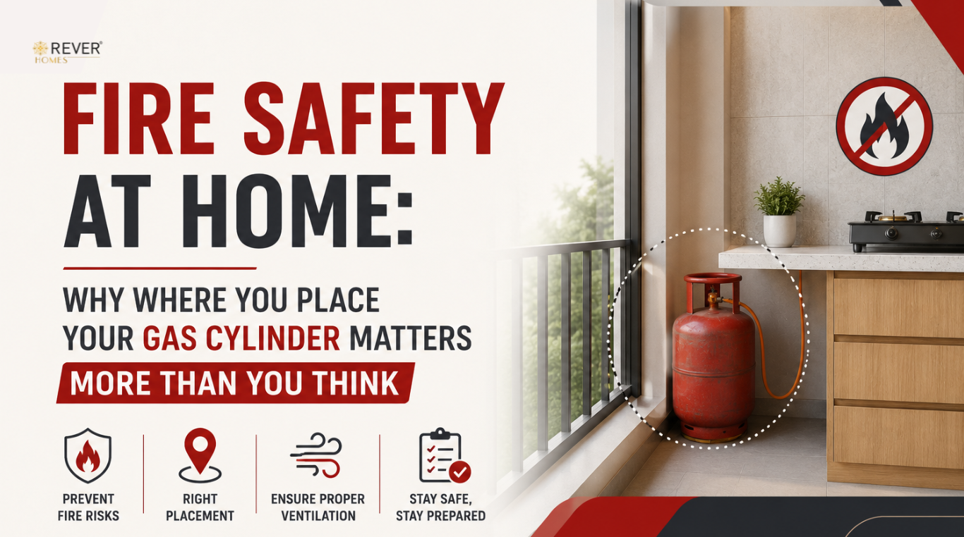Rever Homes blog post cover - Fire Safety at Home: Why Where You Place Your Gas Cylinder Matters More Than You Think