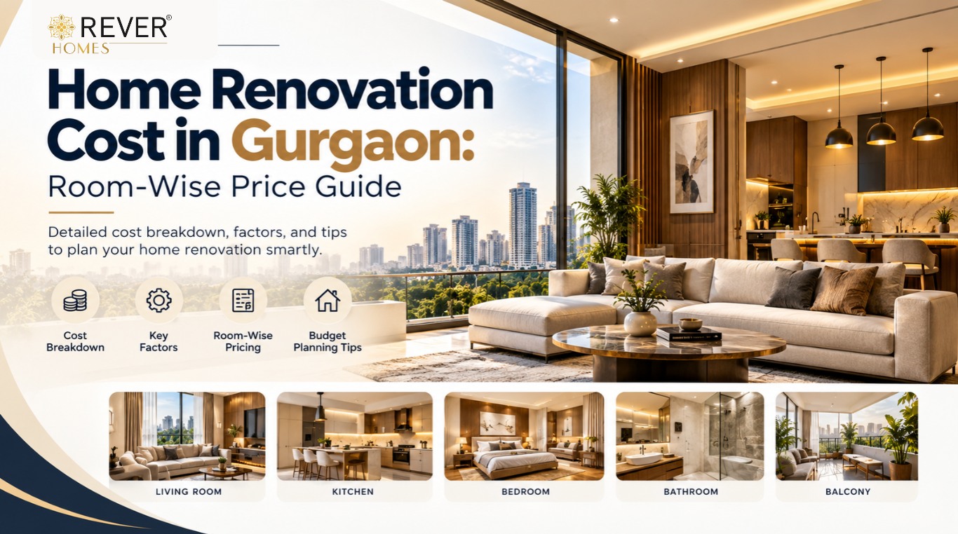 Rever Homes blog post cover - Home Renovation Cost in Gurgaon: Room-Wise Price Guide
