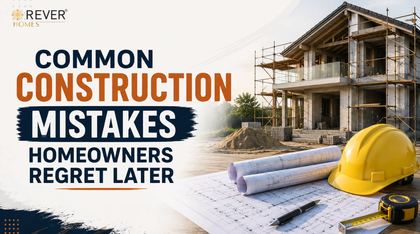 Rever Homes blog post cover - Common Construction Mistakes Homeowners Regret Later