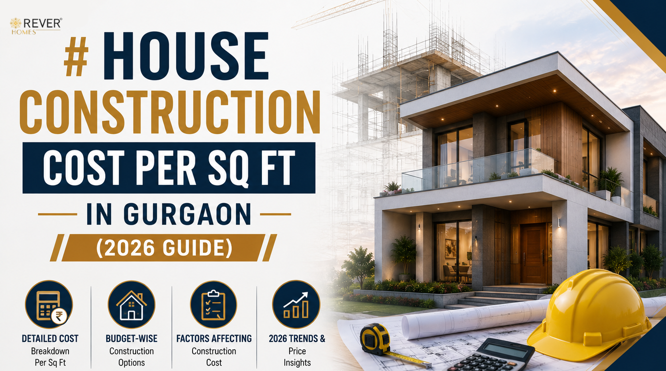 Rever Homes blog post cover - House Construction Cost Per Sq Ft in Gurgaon (2026 Guide)