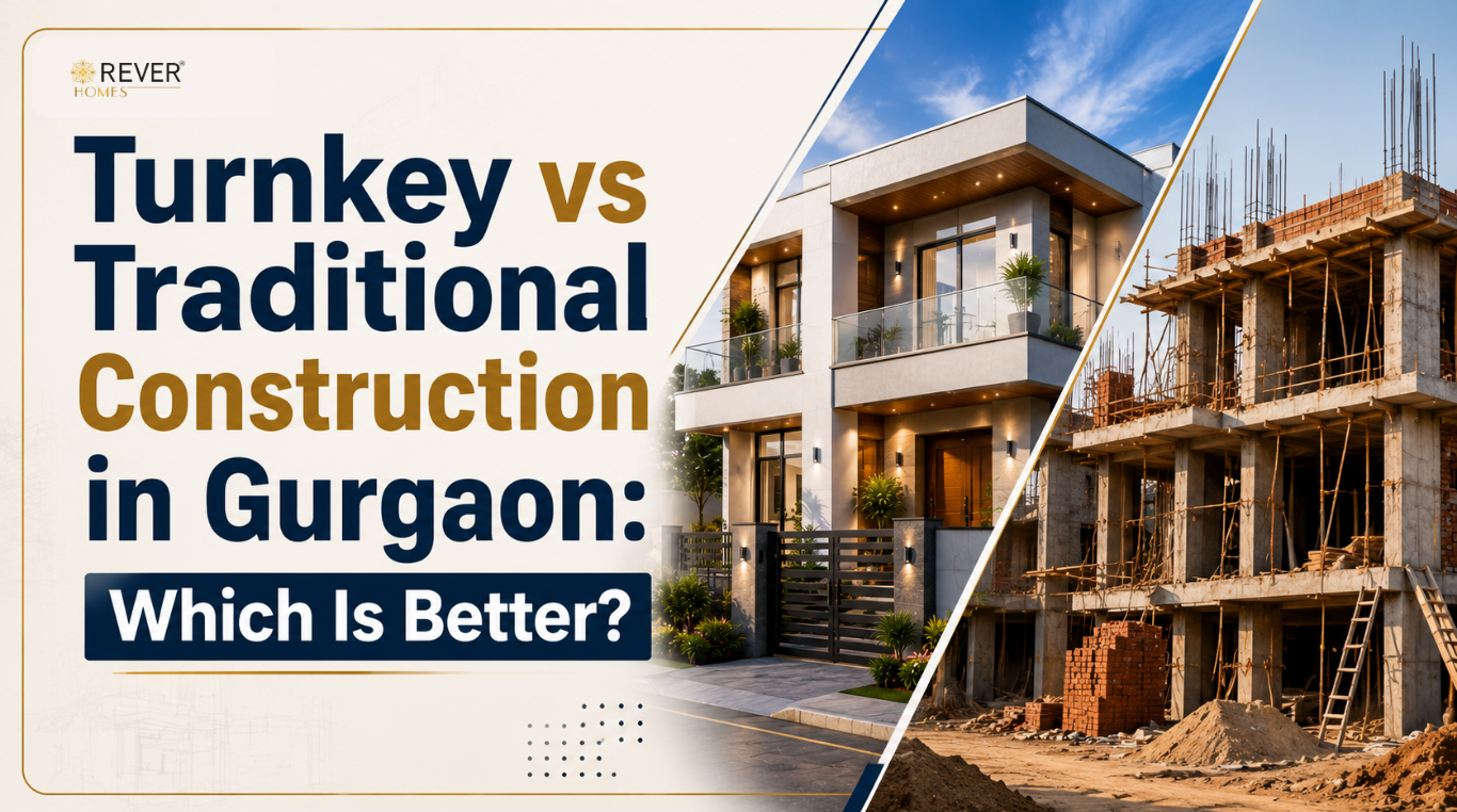 Rever Homes blog post cover - Turnkey vs Traditional Construction in Gurgaon: Which Is Better?