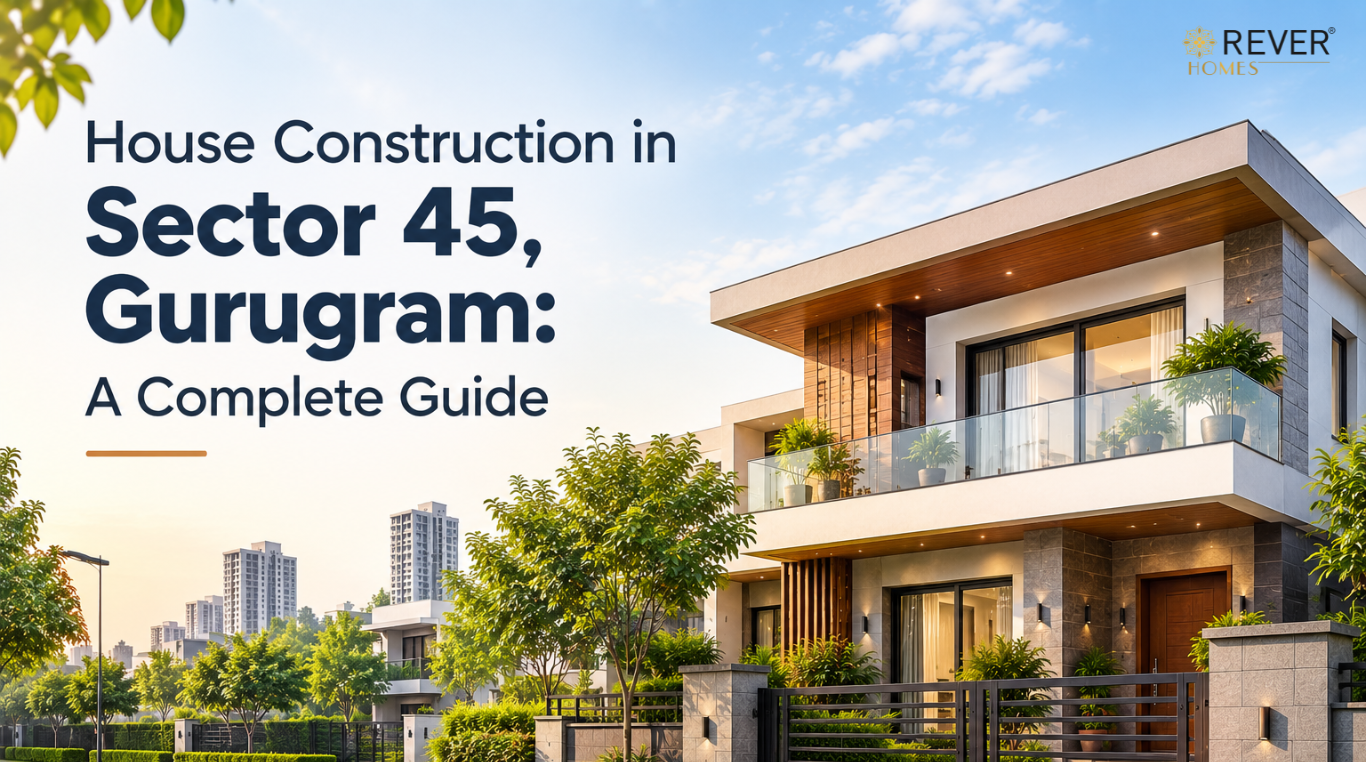 Rever Homes blog post cover - House Construction in Sector 45, Gurugram: A Complete Guide